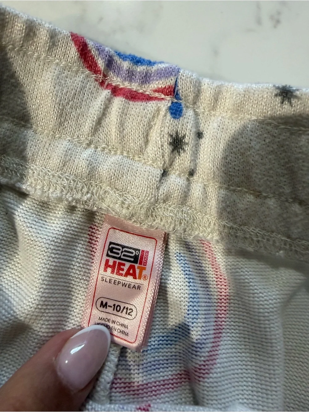 32 Degrees Cream Jogger Pajama set with Pink & Blue Rainbow Print